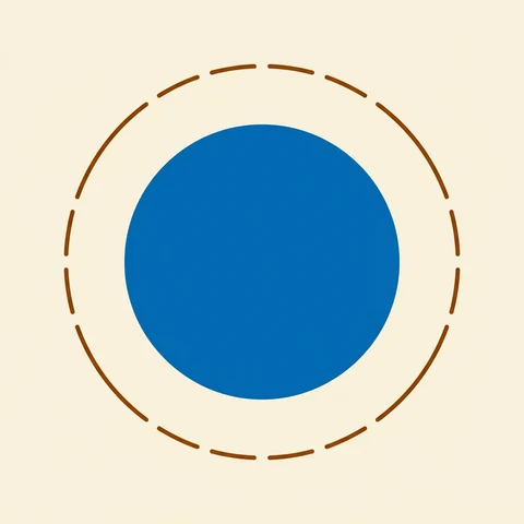 Original illustrative diagram of Airport with an operating control tower: Airport reference dot rendered in blue rather than magenta, with a segmented-circle style outline for the runway layout.
